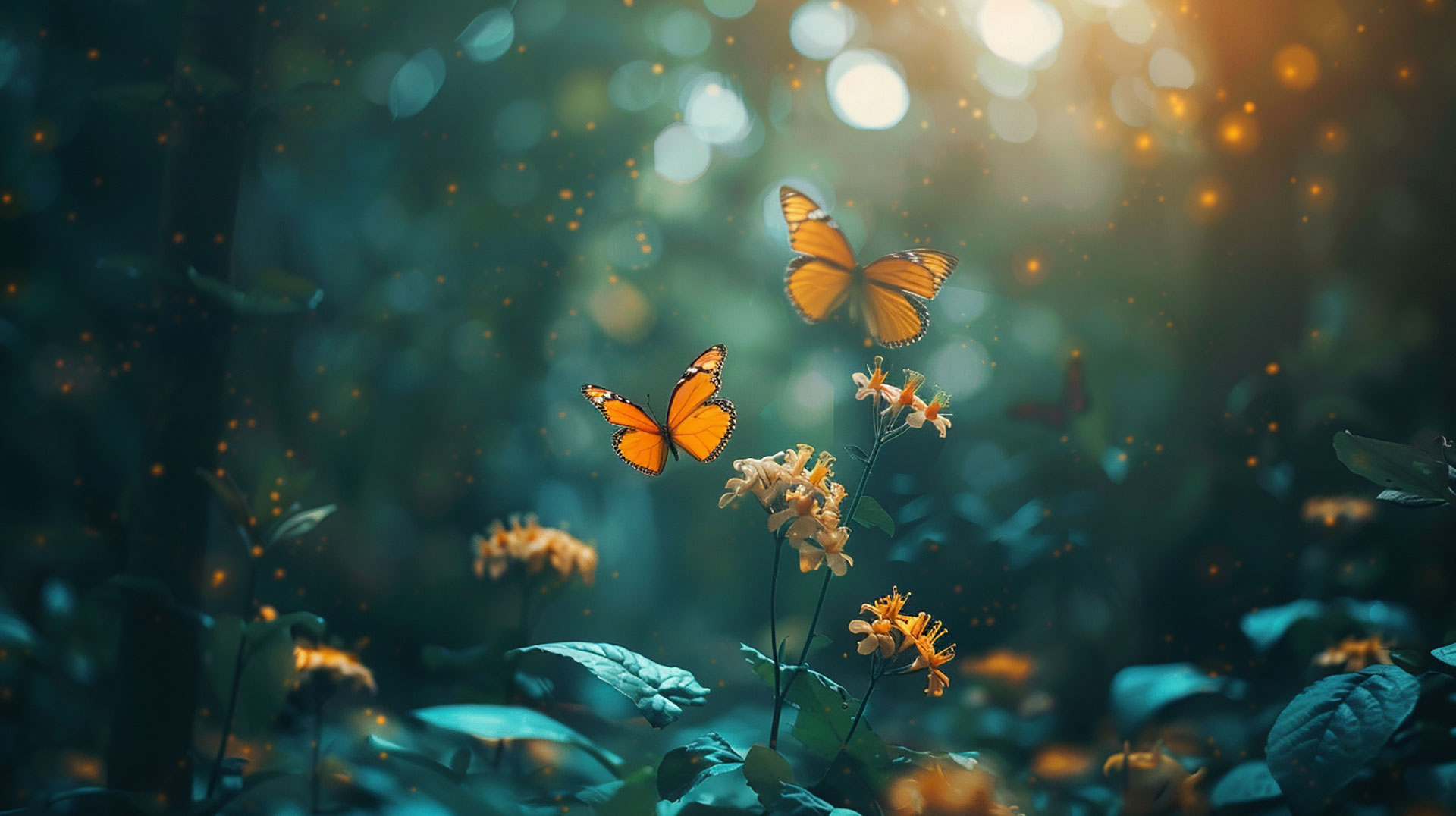 Butterfly Garden: Wallpaper for Desktop with Flowers and Butterflies