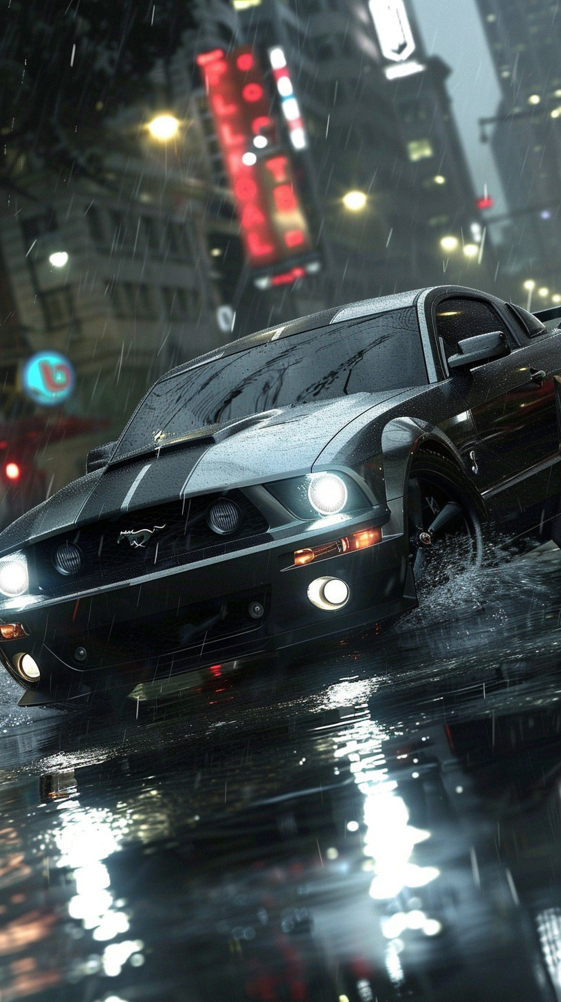 Futuristic Ford Mustang AI Image for iPhone