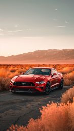 Red Ford Mustang Mobile Digital Background