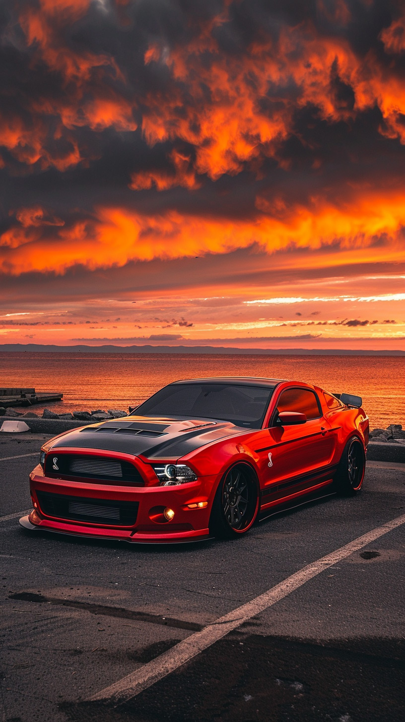 Blue Ford Mustang Mobile Digital Background