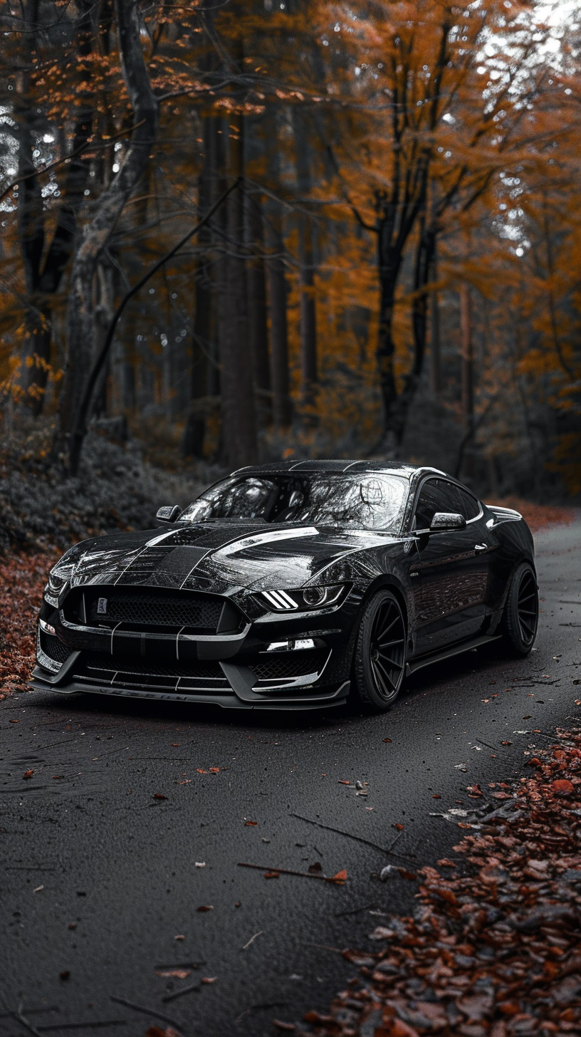 Ford Mustang in Autumn Mobile HD Image