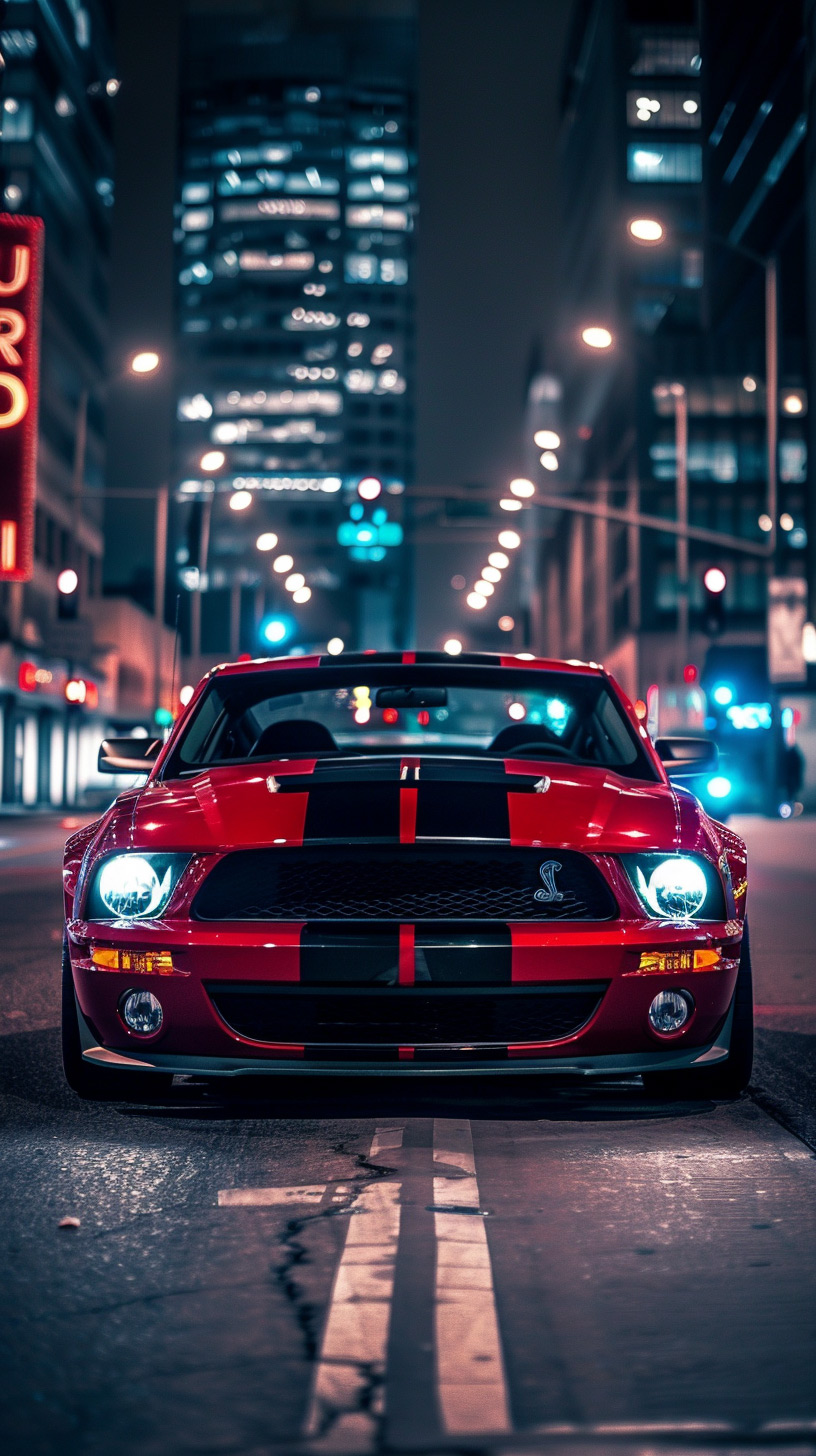 Vintage Ford Mustang Mobile AI Background