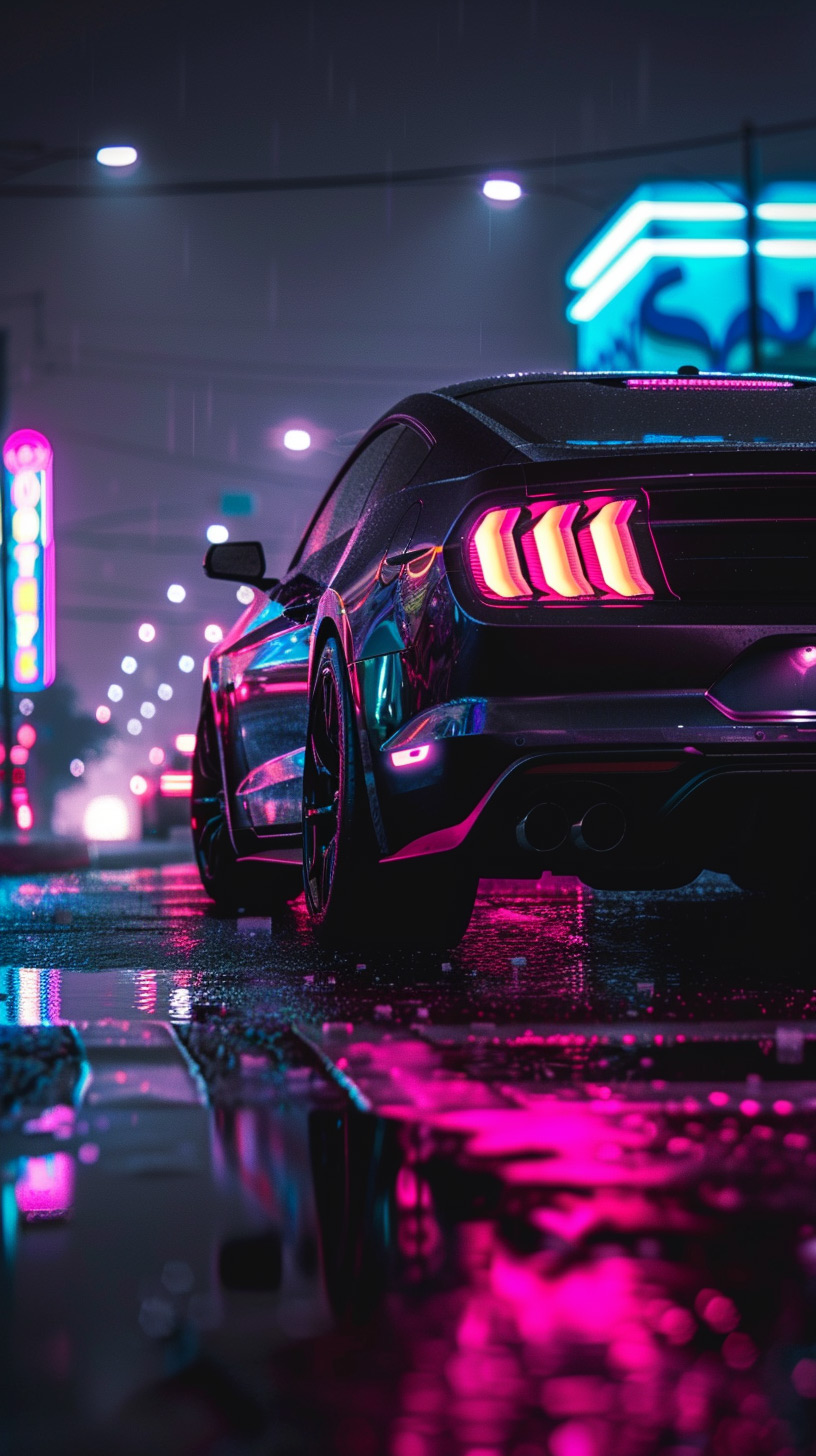 Ford Mustang Night Drive Mobile HD Image