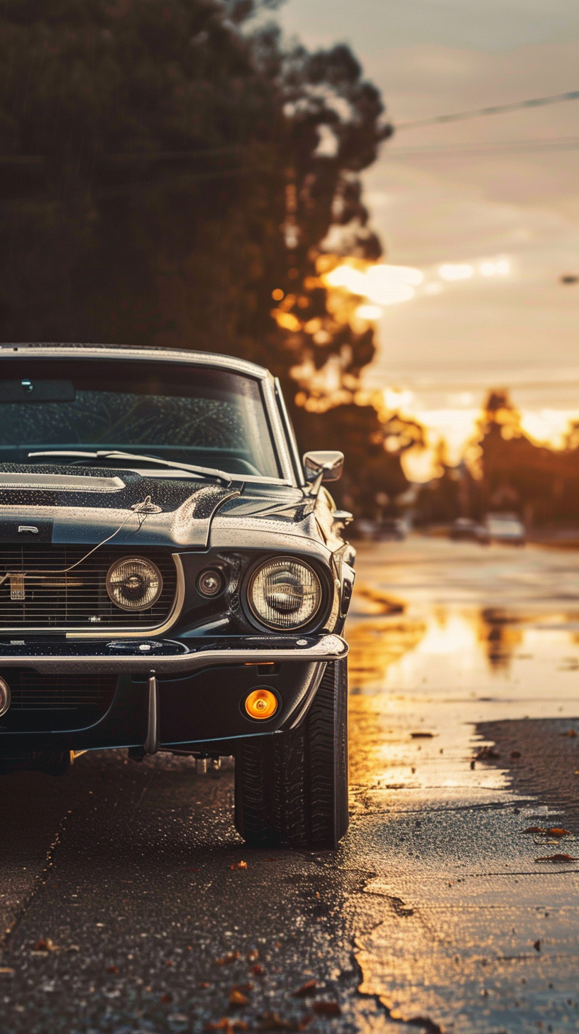 Ford Mustang at the Beach Mobile Wallpaper