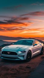 Ford Mustang on the Highway Mobile Wallpaper