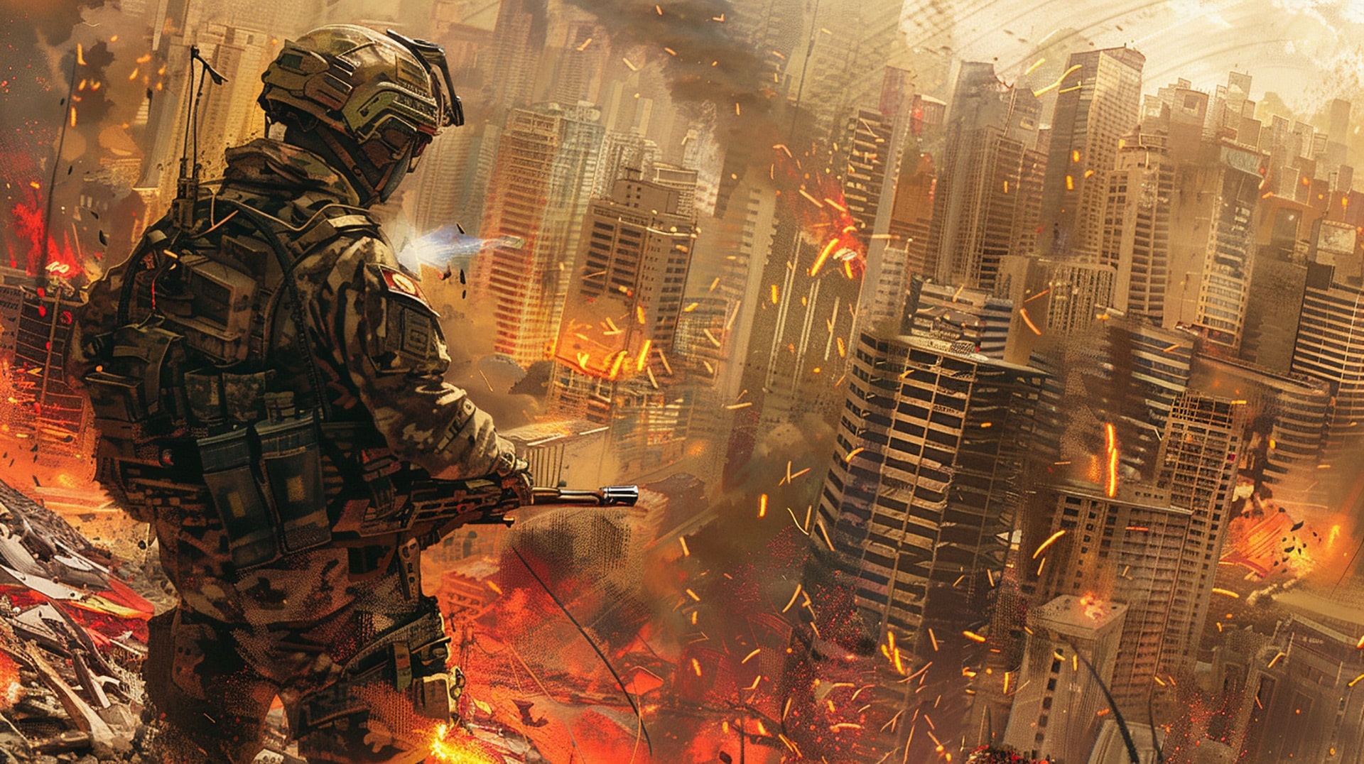 Battlefield Guardian: Future Soldier in Conflict Wallpaper