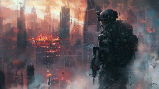 Tech-Infused Combatant: Future Soldier War Wallpaper