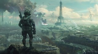 Parisian Resistance: Future War Soldier Tech Wallpaper