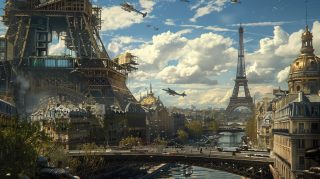 Neo-Parisian Horizon: 4K Wallpaper of Futuristic Paris