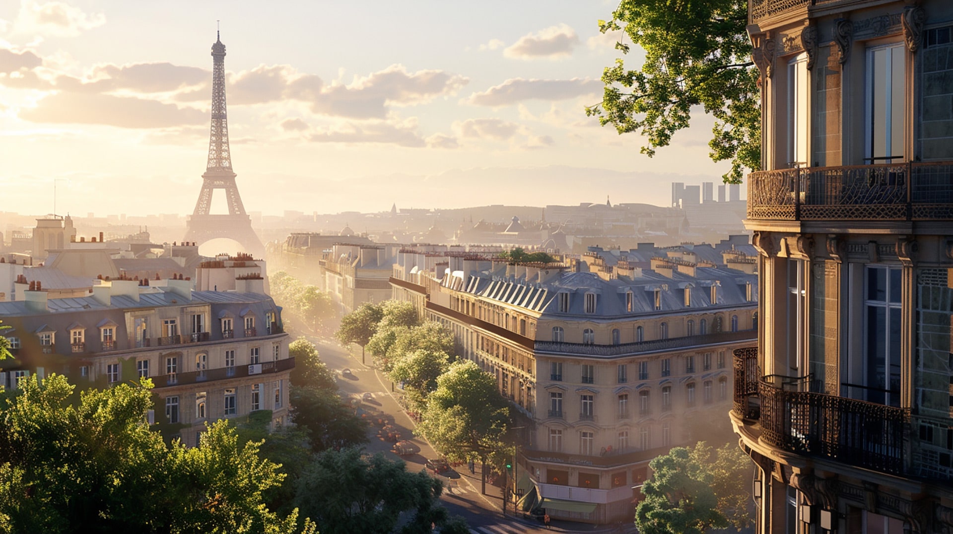 Cyber City Skyline: 8K Wallpaper of Futuristic Paris in Daylight