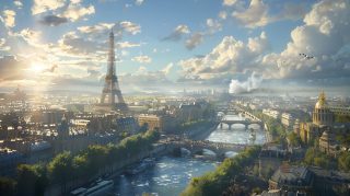 Digital Skyline: HD Wallpaper of Future Paris with Eiffel Tower