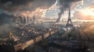 Techno-Thames Turmoil: Ultra HD Paris War Desktop Wallpaper