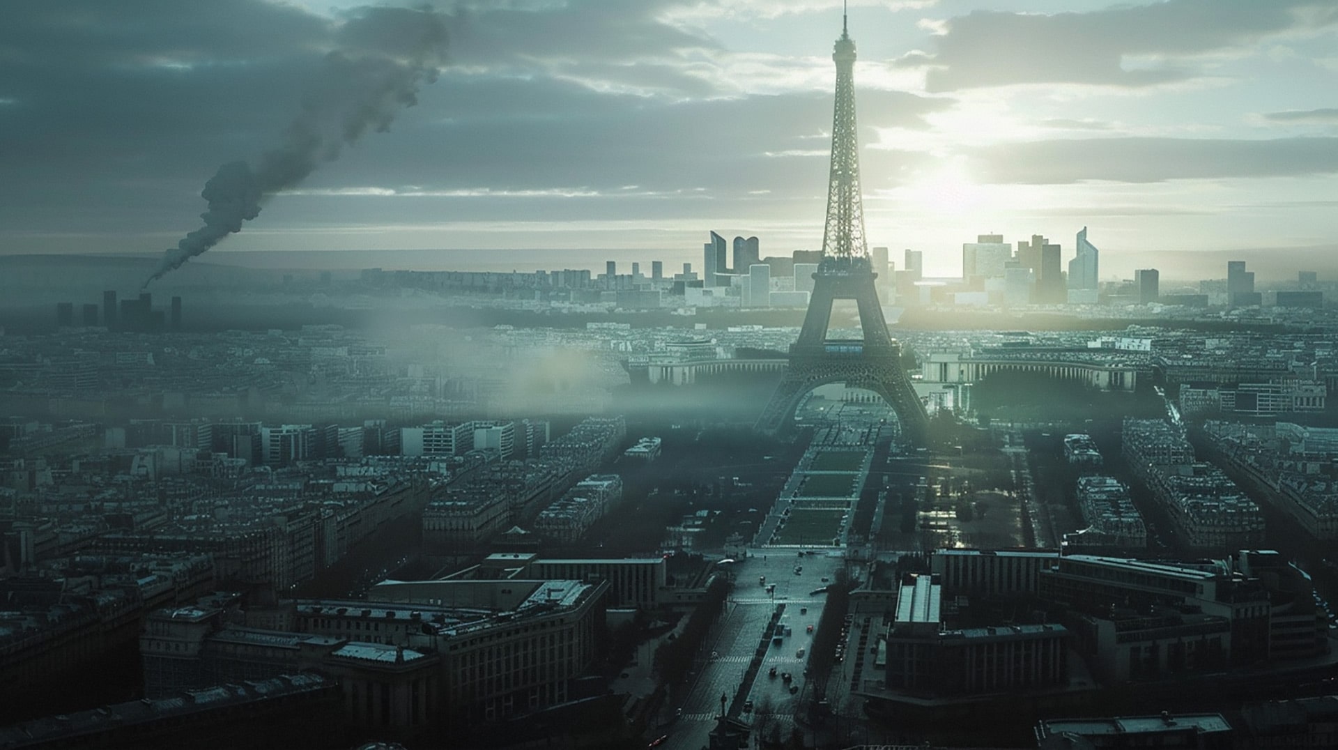 Neon Warfare: Digital Wallpaper of Futuristic Paris Battle