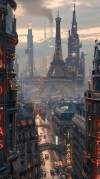 Cybernetic Capital: AI Wallpaper for Mobile featuring Paris