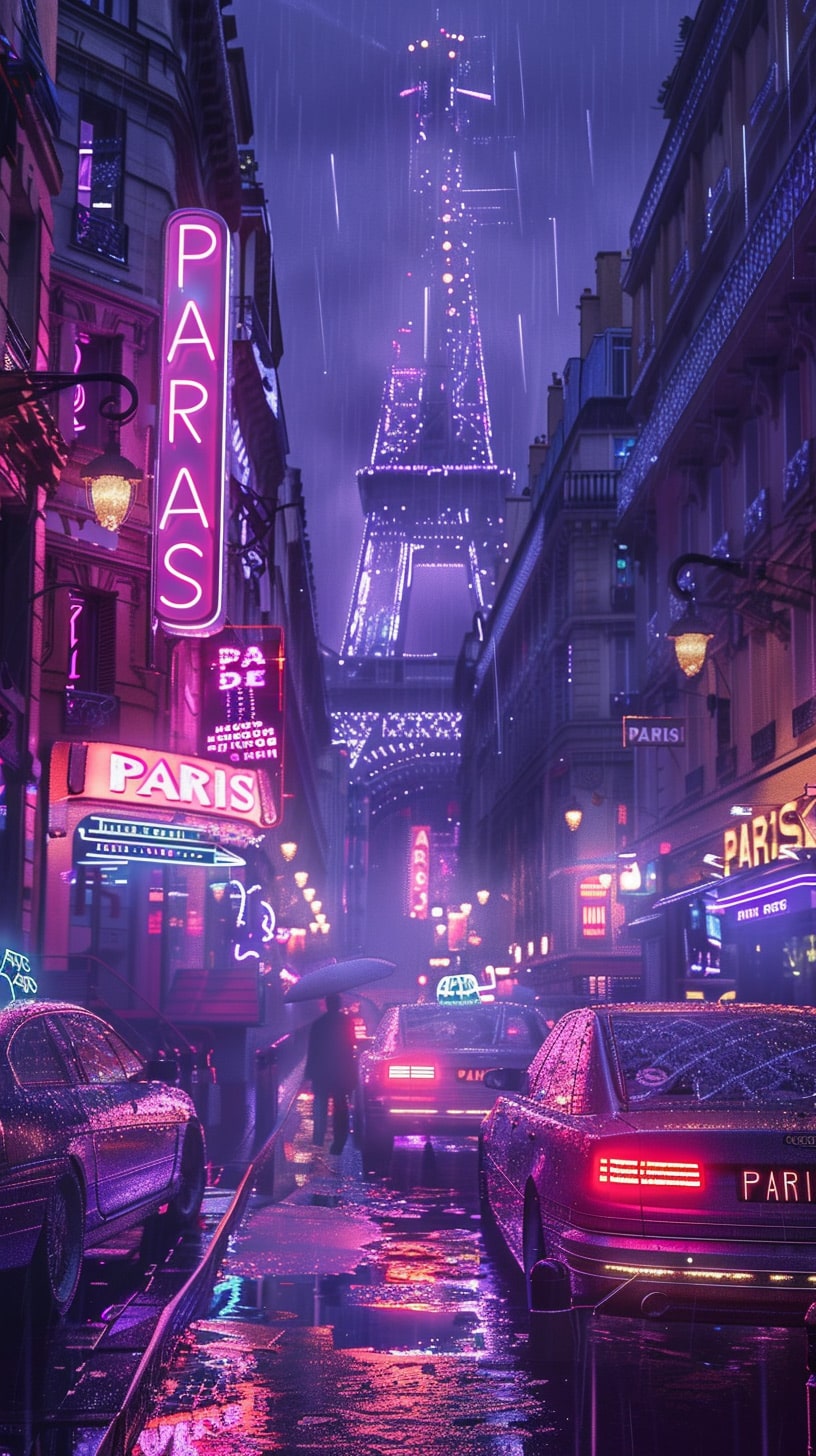 Techno-Thames Marvel: Digital Mobile Wallpaper of Future Paris