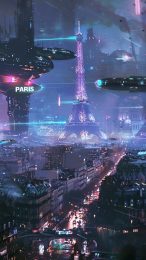 Cybernetic Capital: AI Wallpaper for Mobile featuring Paris