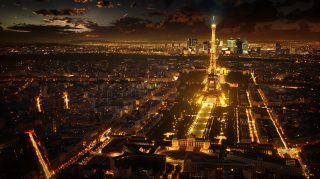 Cybernetic City Lights: HD Wallpaper of Nighttime Paris