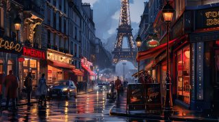 Digital Dreamscape: 4K Wallpaper of Futuristic Paris Night