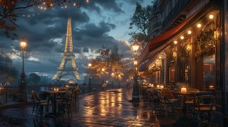 Techno-Thames Twilight: Ultra HD Paris Night Light Desktop Wallpaper