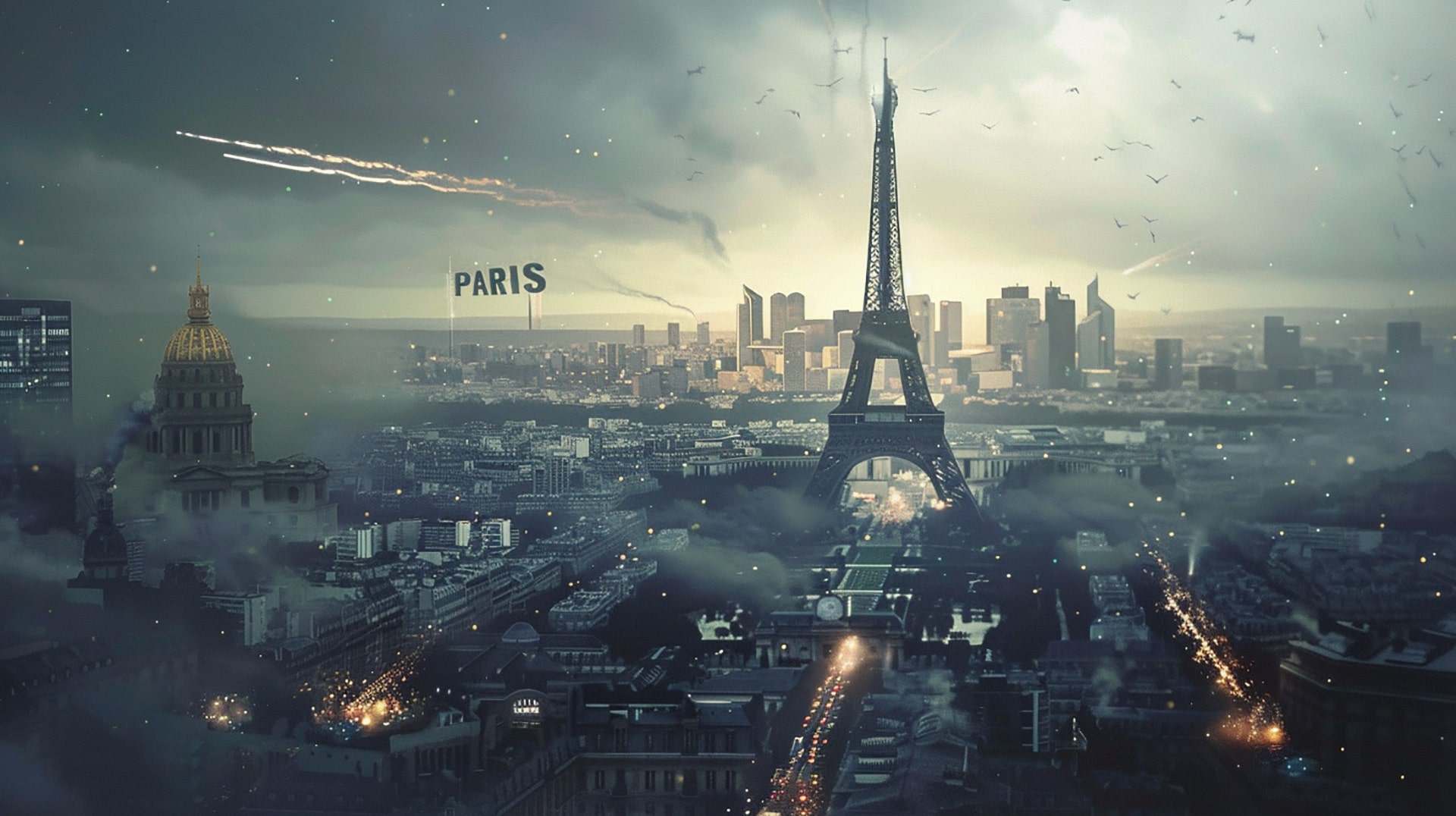 Digital Hub: HD Wallpaper of Technological Paris Cityscape