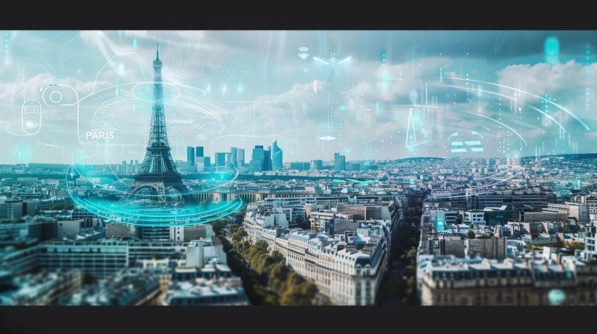 Neo-Parisian Innovation: 4K Wallpaper of Futuristic Paris Tech Hub