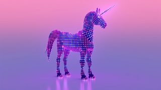 Techno-Themed Tranquility: Digital Wallpaper of Futuristic Unicorn