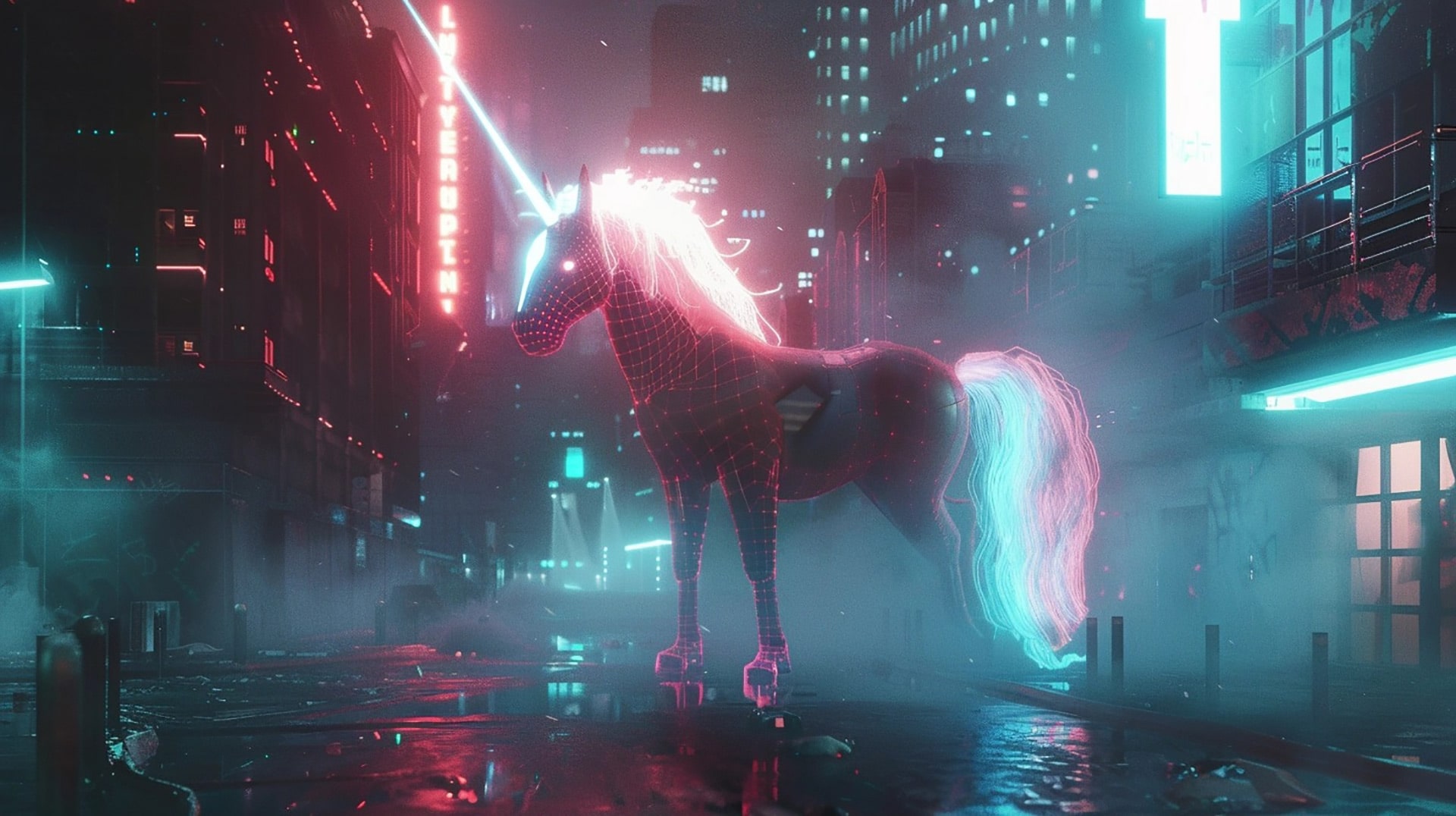 Digital Dreamland: 4K Wallpaper of Futuristic Unicorn