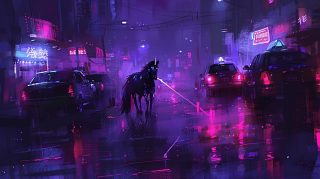 Cybernetic Charm: Futuristic Unicorn Desktop Wallpaper