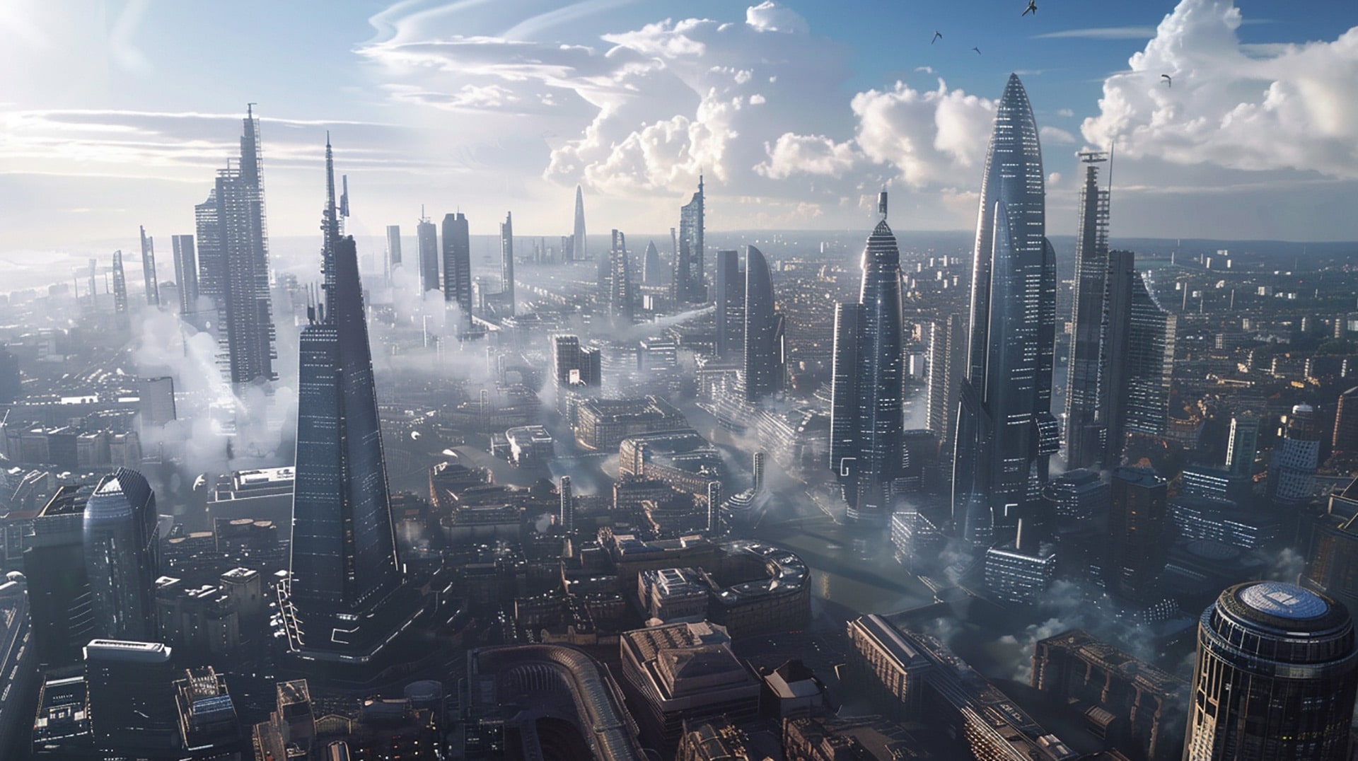 Cybernetic Capital: Futuristic London City Wallpaper