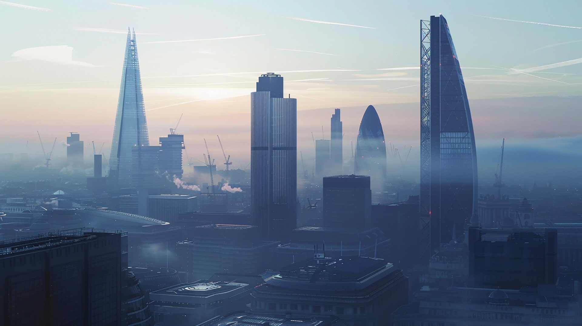 Techno-Thames Twilight: Futuristic London Wallpaper