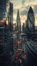 Techno-Thames Twilight: Future London Wallpaper for iPhone