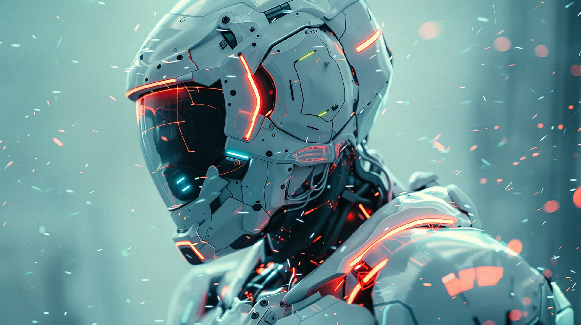 Cybernetic Guardian: Futuristic Soldier Desktop Wallpaper