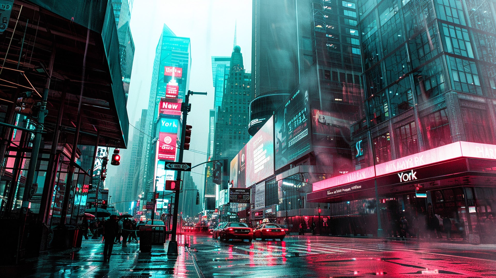 Neon Nightscape: Ultra HD Wallpaper of NYC Technology