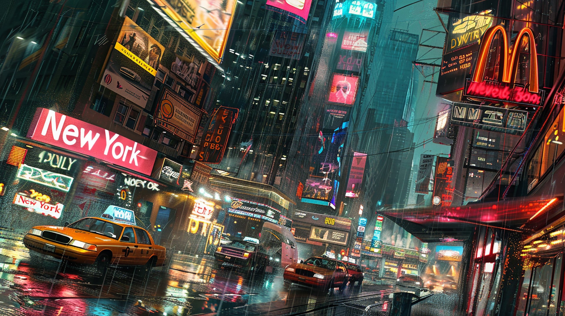 Neon Dreams: Digital Wallpaper of Future New York