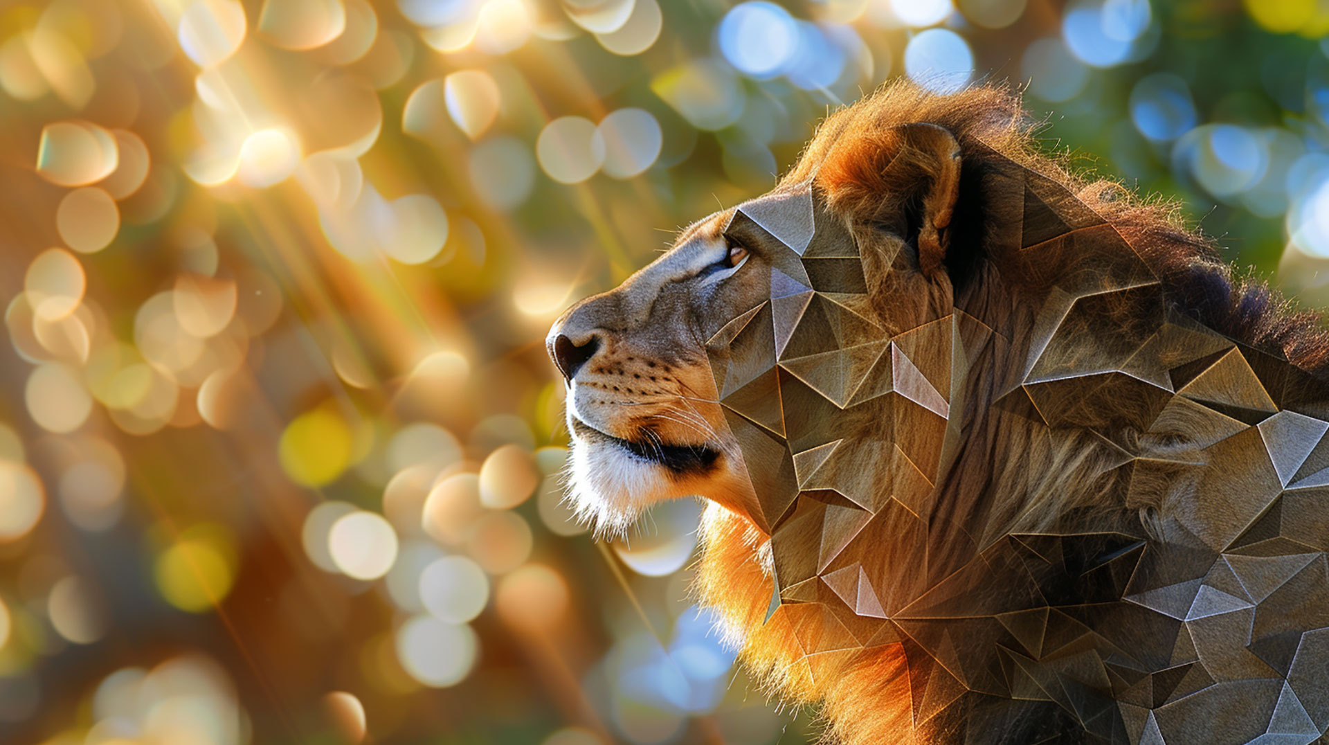 Dynamic Geometric Lion in 4k AI Image