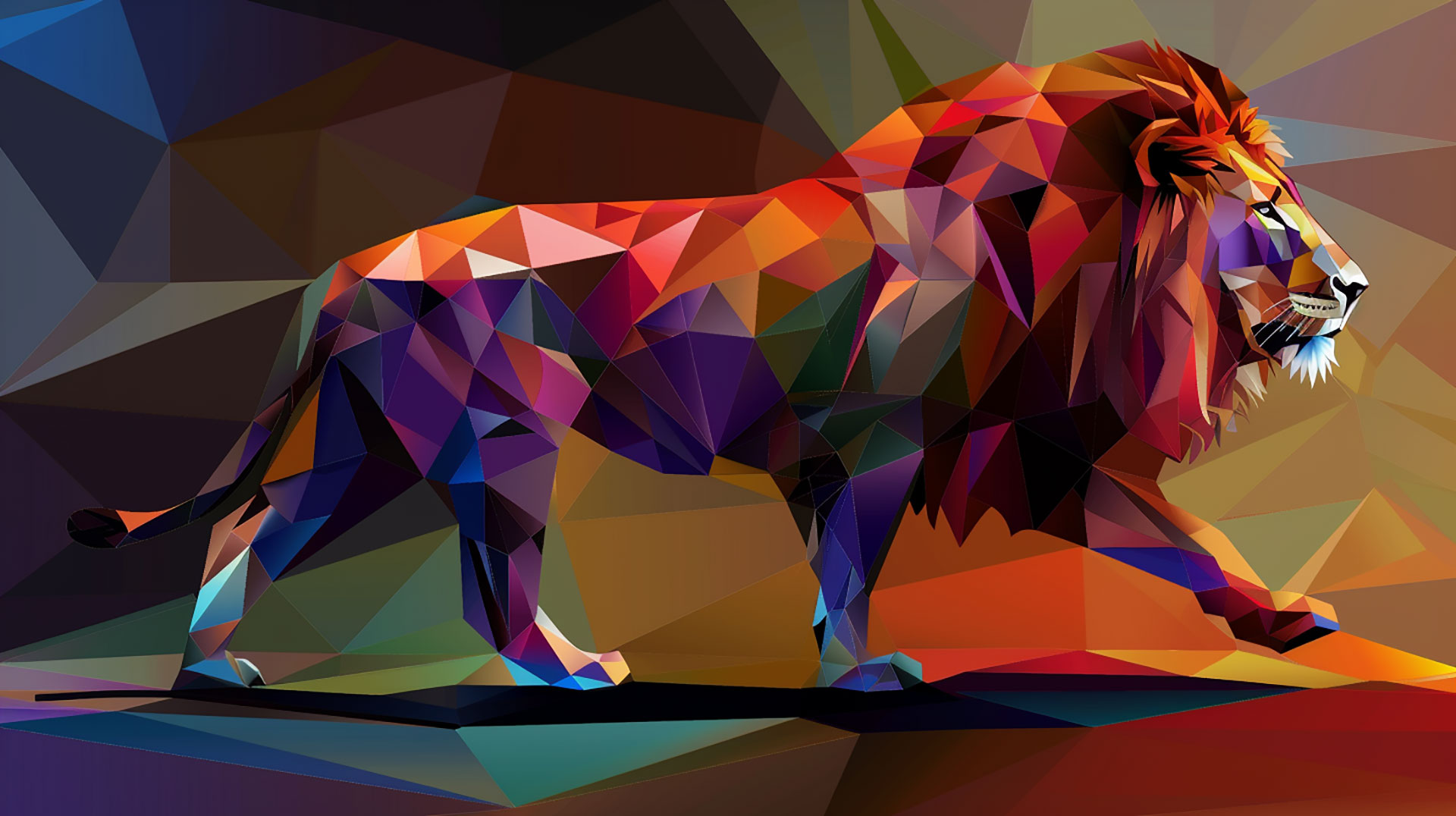 Abstract Geometric Lion in 4k HD Wallpaper