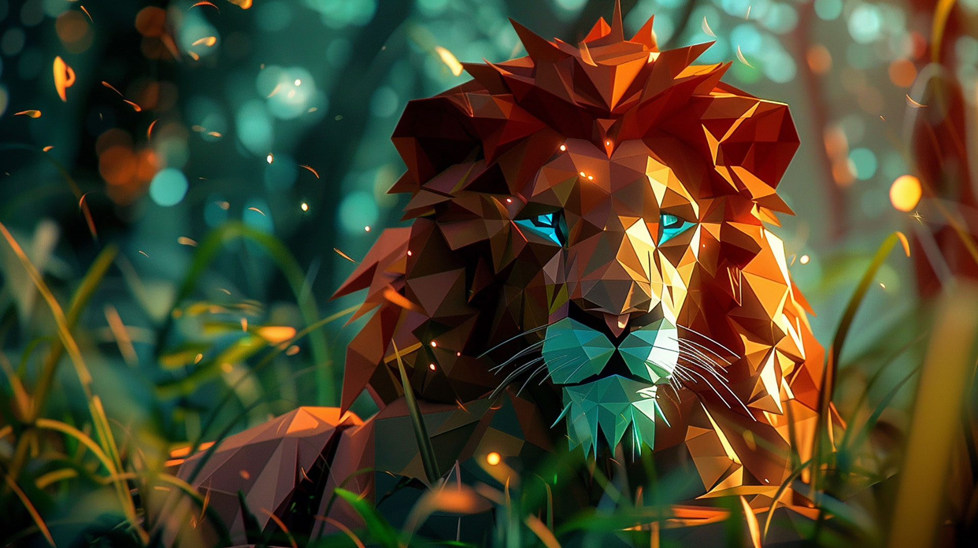 Bold Geometric Lion Design in Ultra HD