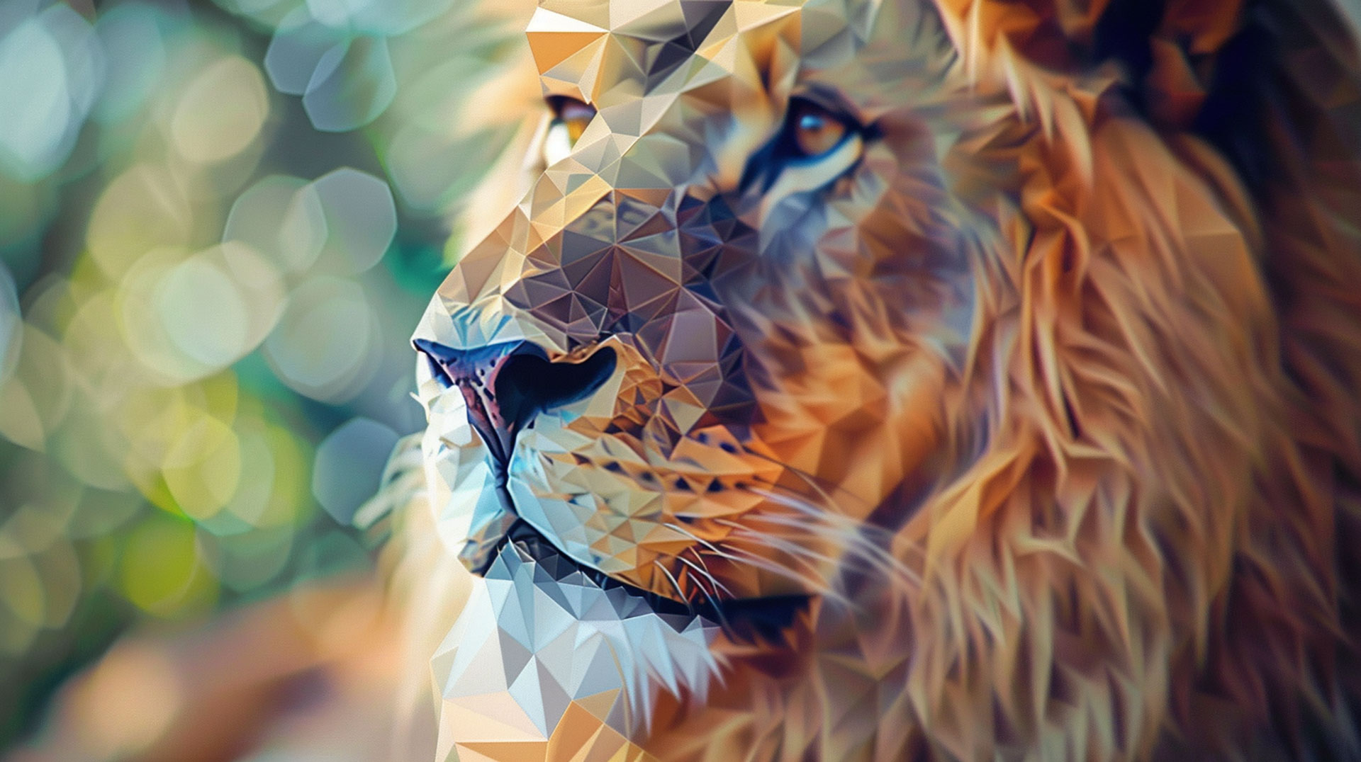 Geometric Lion Art in Ultra HD Wallpaper