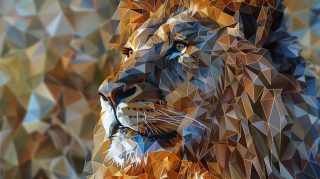 Modern Geometric Lion AI Digital Background