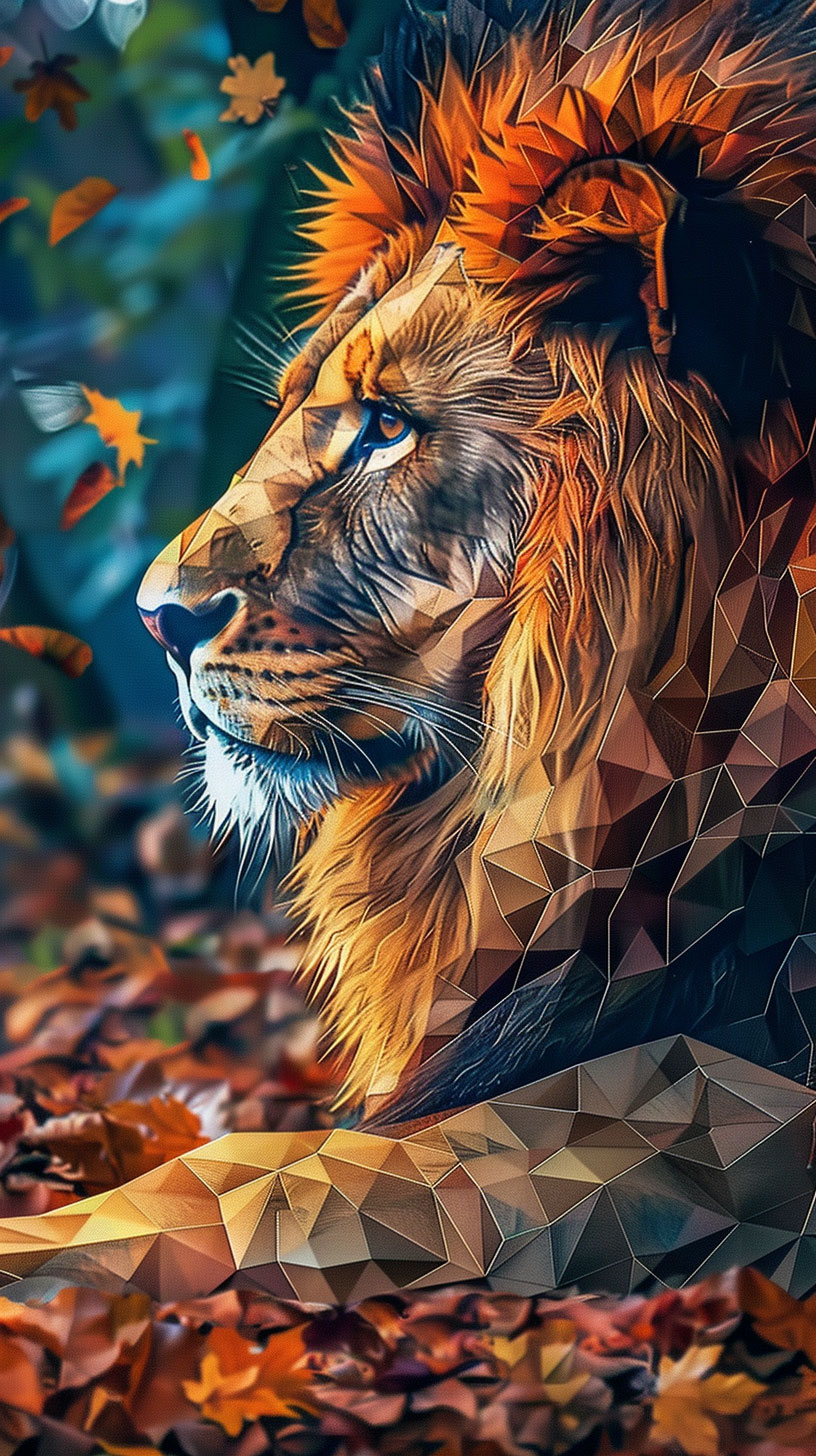 Geometric Lion in Vibrant Colors