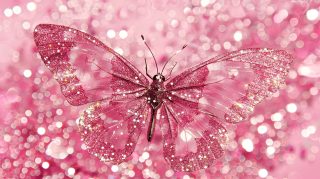 Shimmering Wings: Glitter Pink Butterfly Digital Background