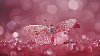 Pink Dreamland: Glitter Pink Butterfly HD Wallpaper