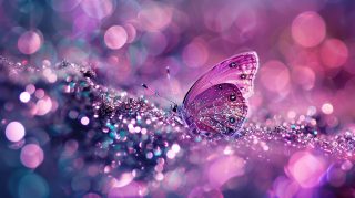 Sparkling Grace: Glitter Pink Butterfly Wallpaper