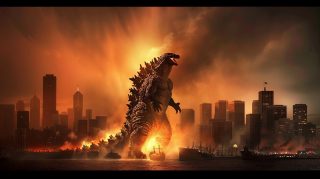 Godzilla Destroying Skyscrapers Ultra HD Background