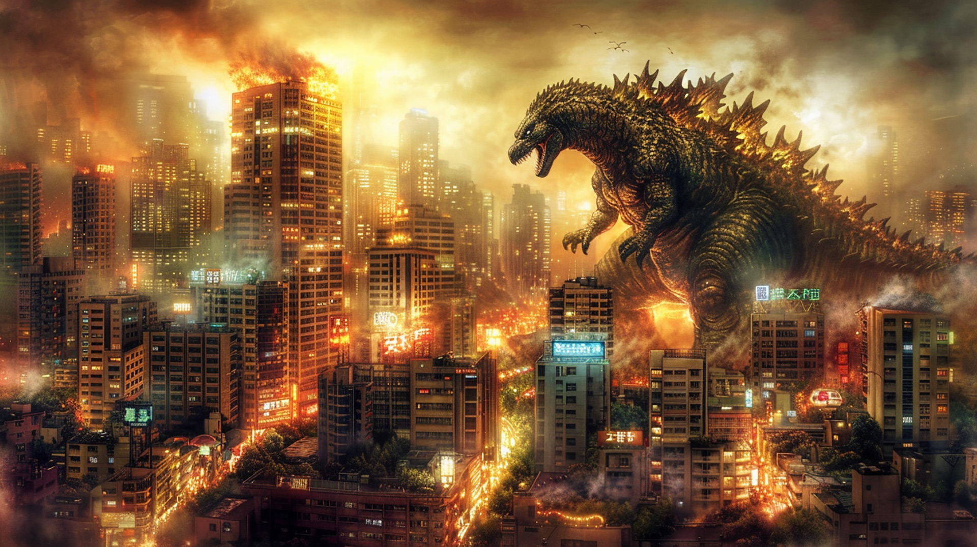 Godzilla vs. Skyscrapers Desktop Wallpaper