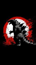 Godzilla Silhouette Against the Moon