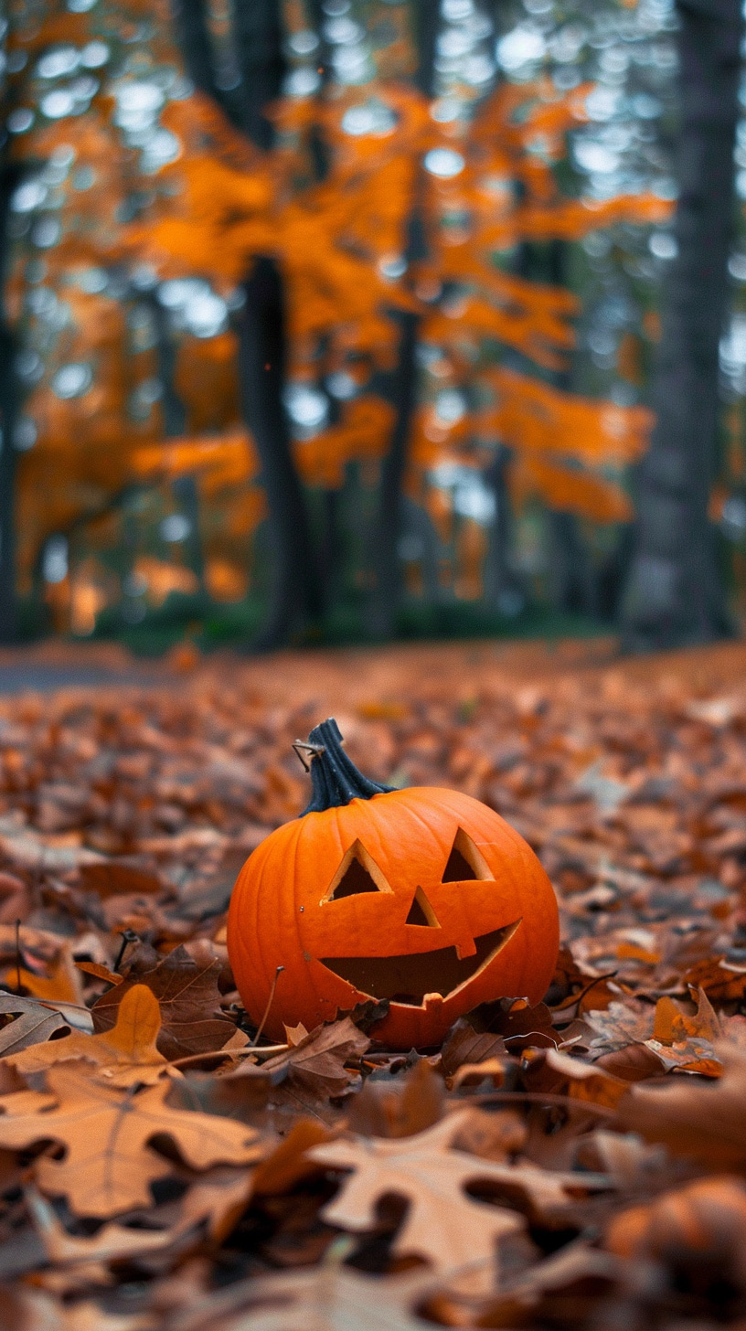 Pumpkin Lanterns with Fog Halloween Background