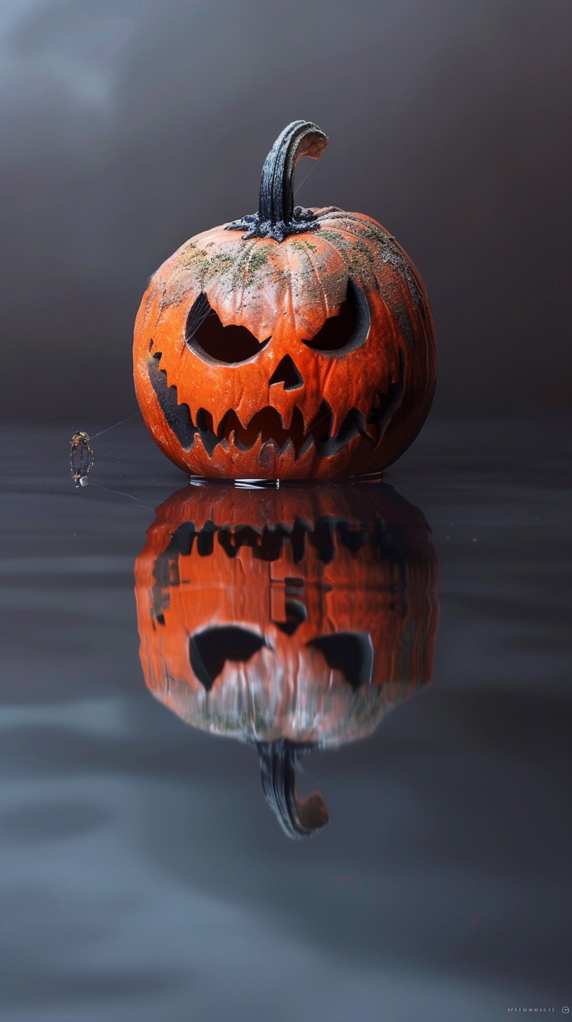 Spooky Pumpkin Faces Halloween Background