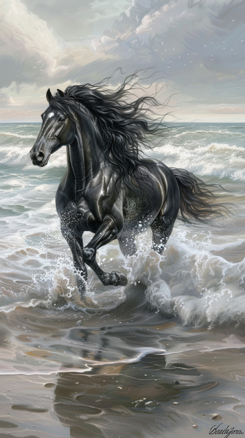 Majestic Horse Portrait: AI-Created Mobile Background