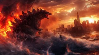 Japanese Godzilla Rising from the Ashes